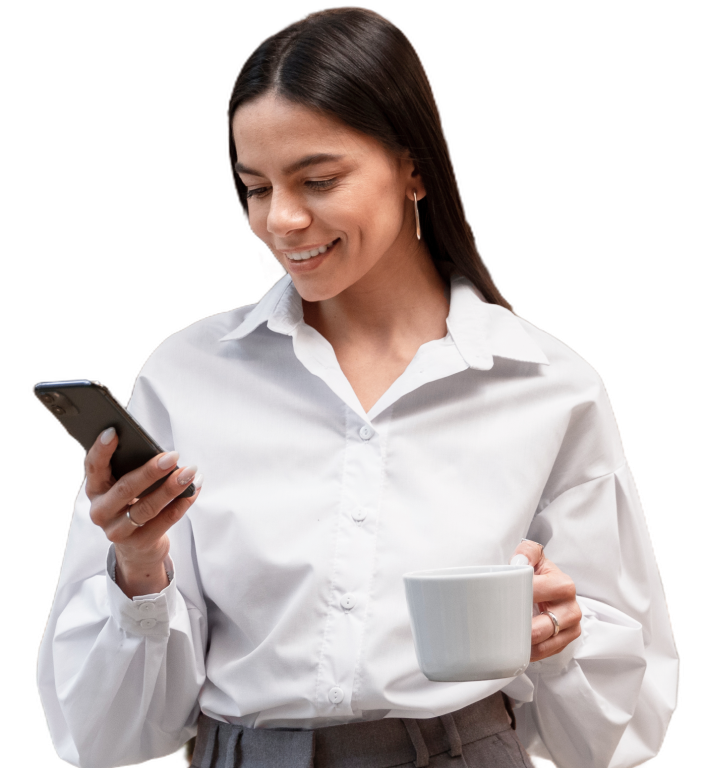 Mulher usando app Size