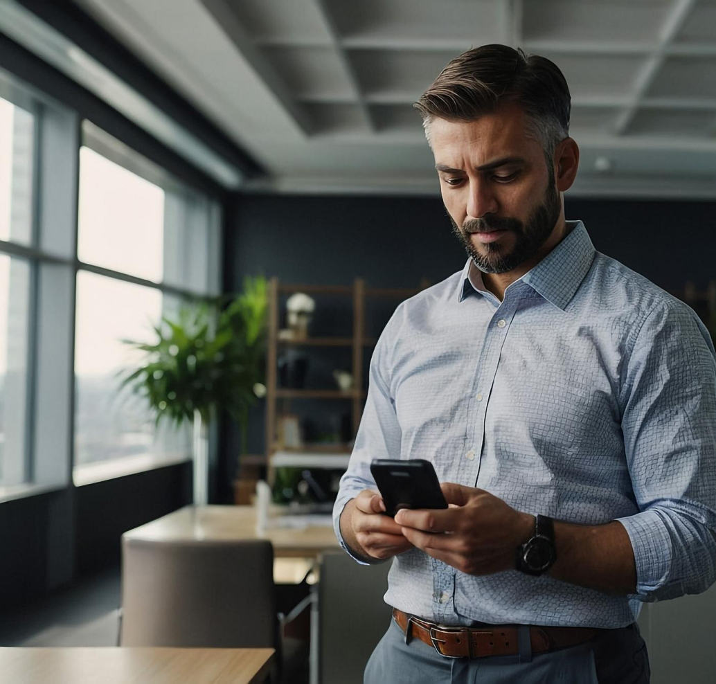 Homem com celular